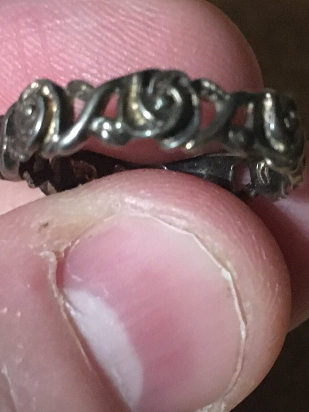 VINTAGE 925 STERLING SILVER FLORAL RING ROW OF FLOWERS RING SIZE 8